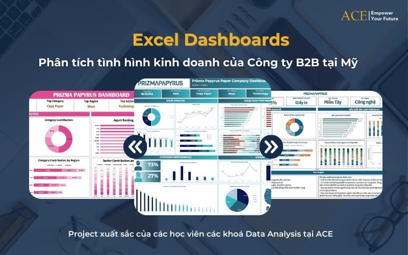 Excel Dashboards - Phân tích tình hình kinh doanh của Công ty B2B tại Mỹ