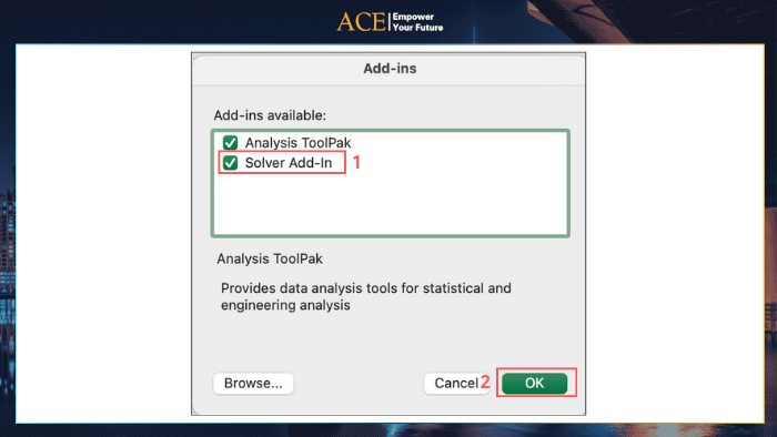 Hướng dẫn cài Solver trong Excel cho Mac - ACE Academy