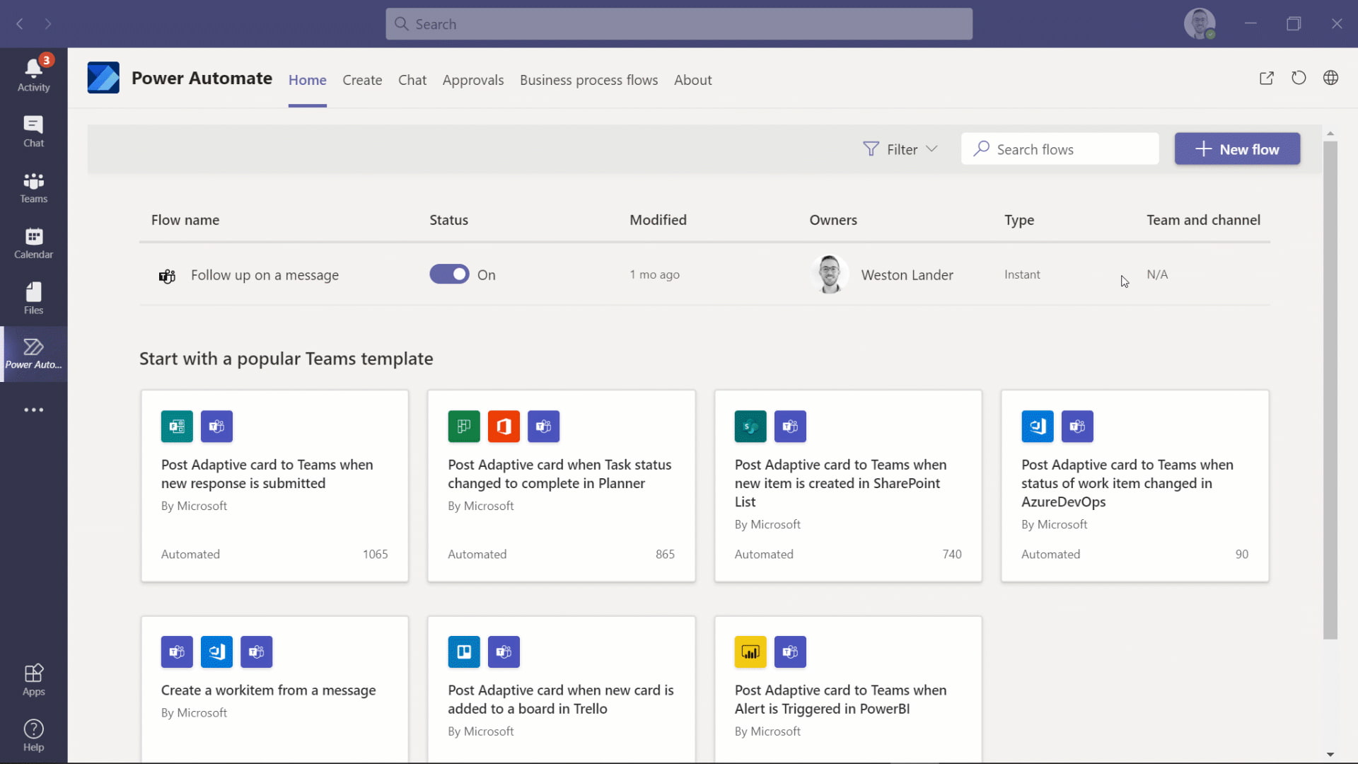 Power Automate app for Teams