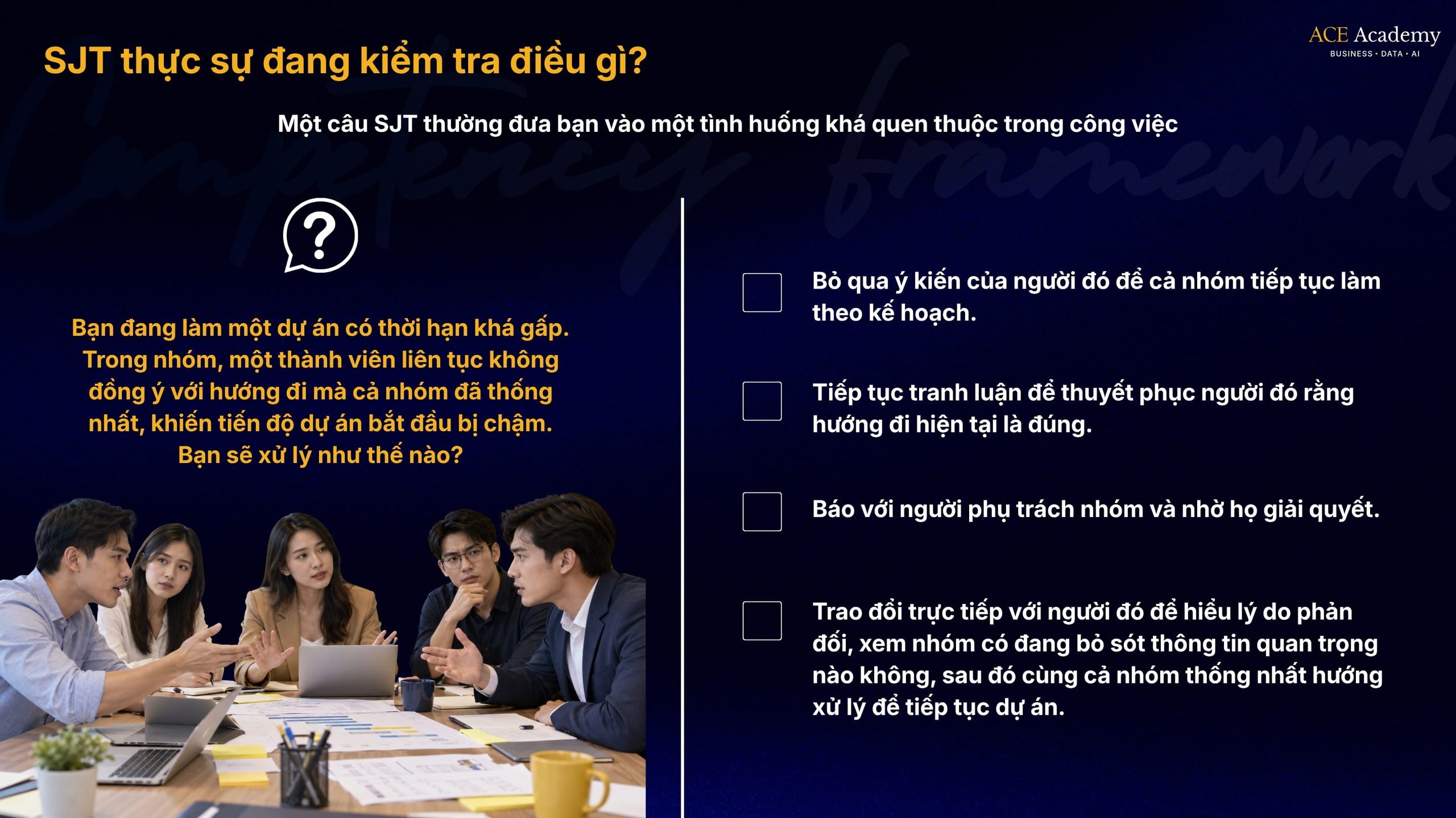 câu hỏi Situational Judgement Test